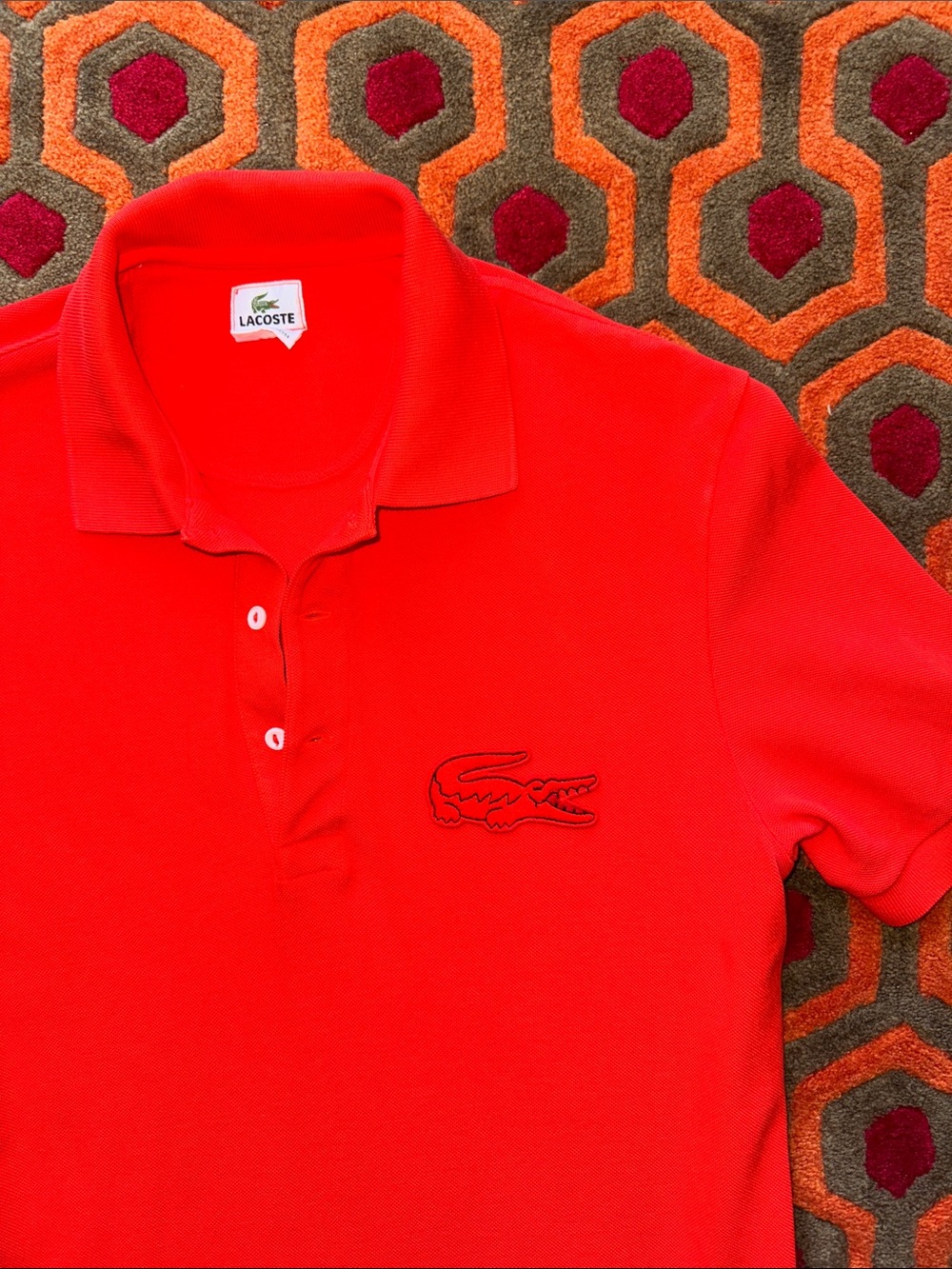 MAKE OFFER! Lacoste Bright Red Short-Sleeve Polo Shirt Men's size 4